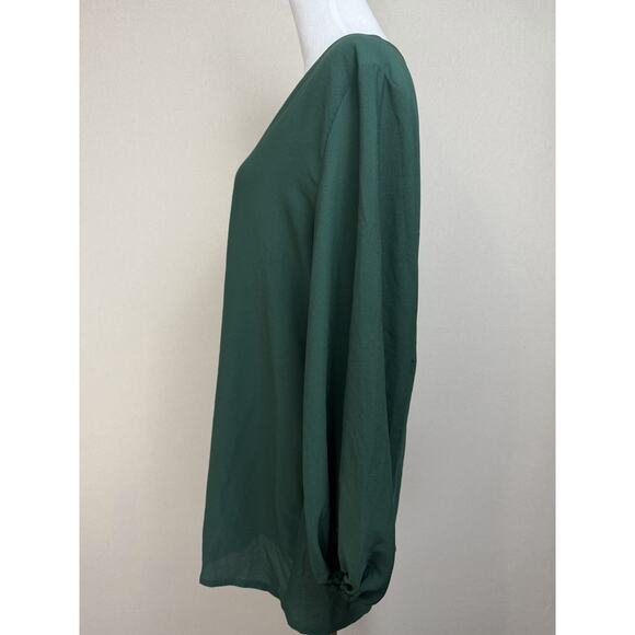 Belongsci Women's Sz XL NWT Blouse Long Sleeve V-Neck Dark Green Tunic Holidays - Picture 7 of 15